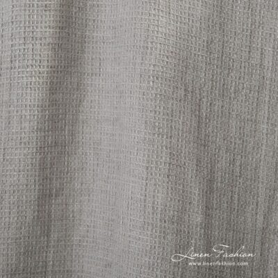 Washed natural linen fabric in a small check pattern 3 Gray linen fabric