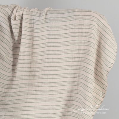 Striped pink linen fabric in waffle pattern washed 5 Striped rosy linen fabric in waffle pattern
