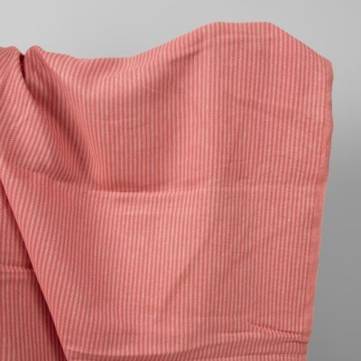 Red striped pure linen fabric