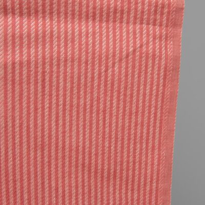 Red striped pure linen fabric edge