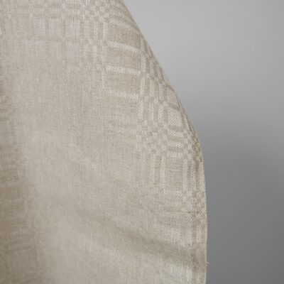 Beige linen fabric in checks dobby 7 Beige linen fabric in checks dobby edge