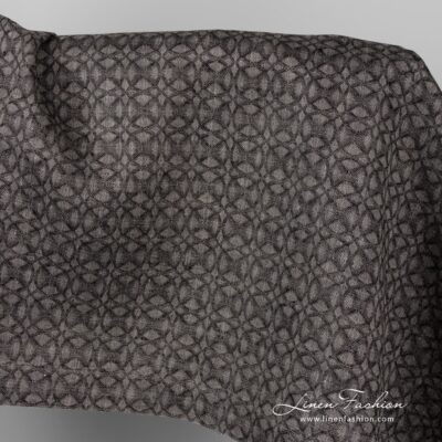 Black grey linen fabric in geometrical pattern 4 Black grey linen fabric in geometrical pattern.