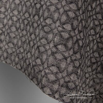 Black grey linen fabric in geometrical pattern 5 Geometrical black grey linen fabric.