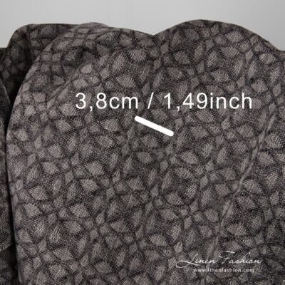 Black grey linen fabric in geometrical pattern 6 100% linen fabric in black grey colour.