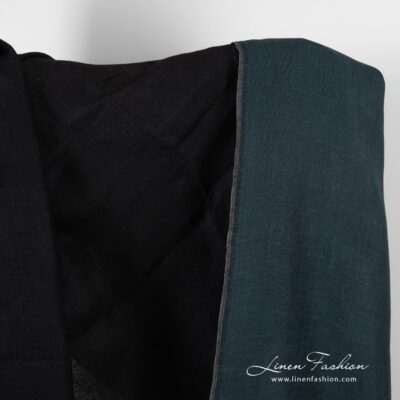 Double-sided linen fabric in blue and black colors
