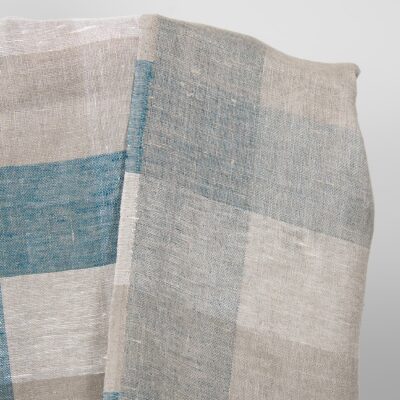 linen checks turquoise, double sided