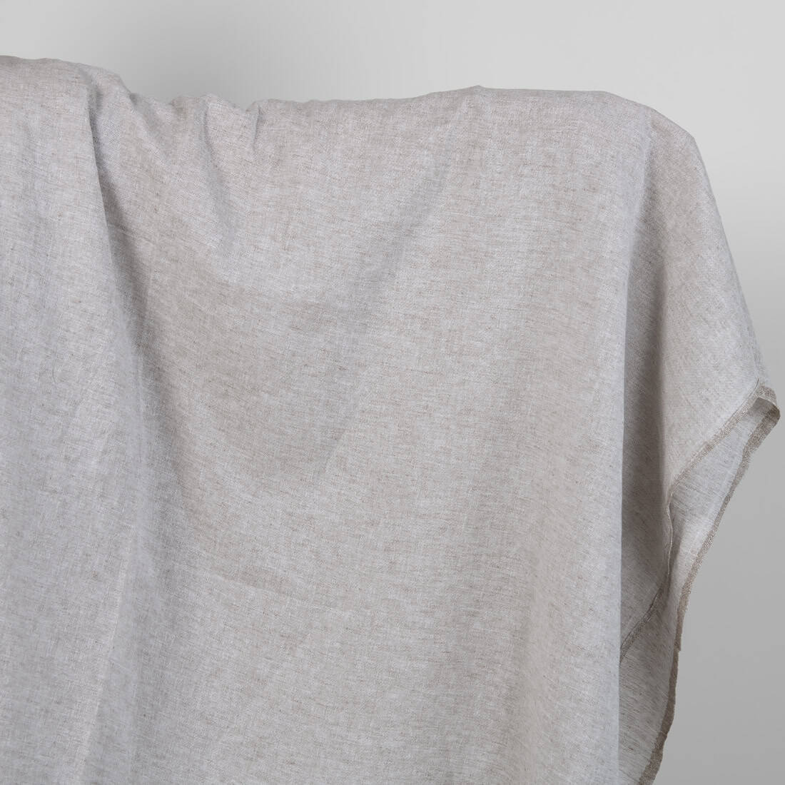 Washed linen cotton fabric greyish brown melange