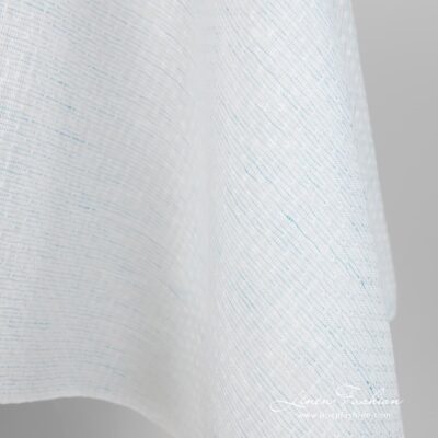 Linen cotton fabric blueish white pattern edge