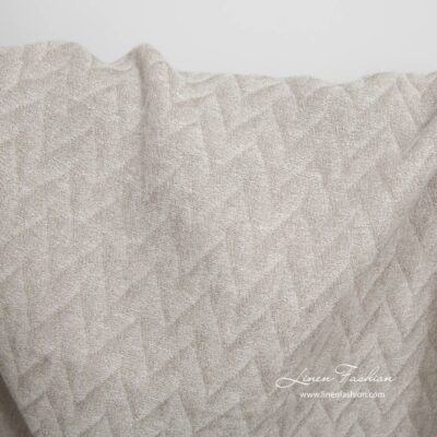Light grey zig zag pattern linen fabric washed 4 Light grey zig zag pattern linen fabric washed