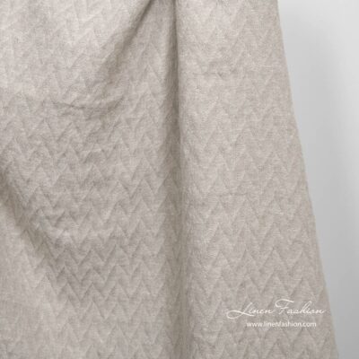 Light grey zig zag pattern linen fabric washed 5 Light grey zig zag pattern linen fabric washed