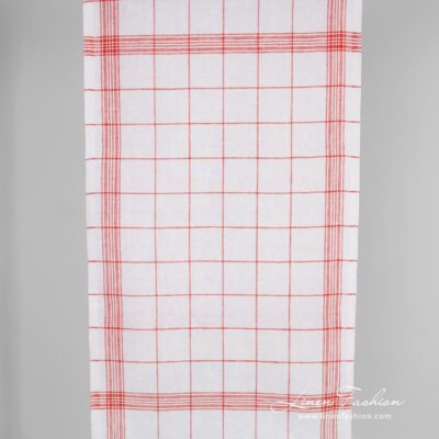 Linen fabric in red checks
