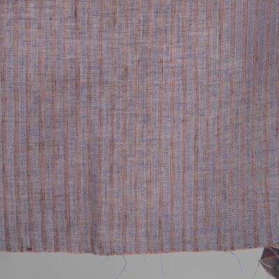 Linen fabric brown and blue stripes edge