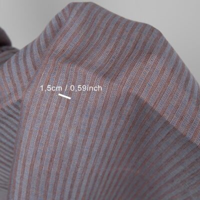 Linen fabric brown and blue stripes with measurements