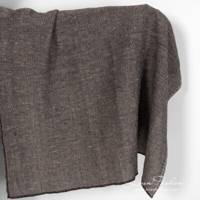 Linen cotton black dobby fabric washed 5 Linen cotton black fabric
