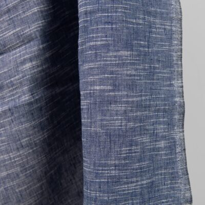linen cotton washed blue fabric, striped