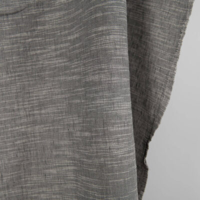 Dark grey linen blend fabric washed 8 Dark grey linen blend fabric washed close up detail