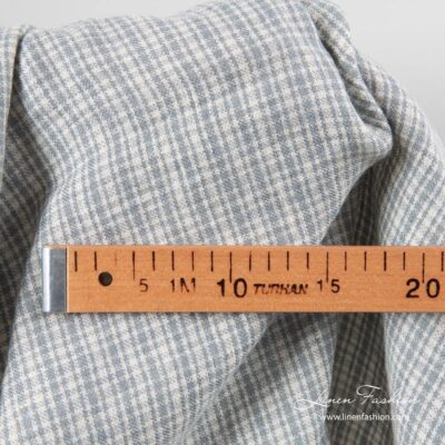 Linen wool fabric in gray checks washed 5 Linen wool fabric in gray checks washed
