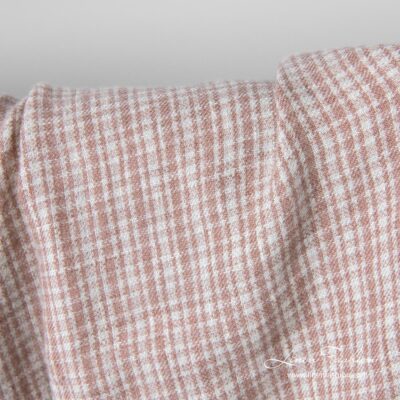 Linen wool fabric with brown checks washed 5 Linen wool blend fabric checked brown