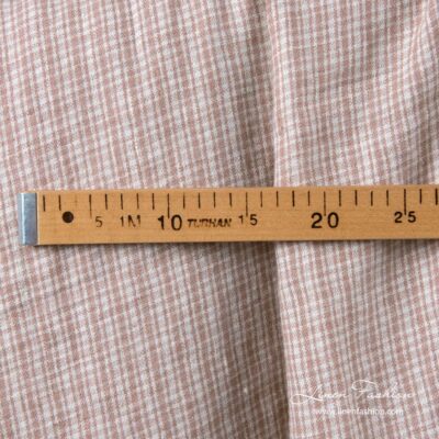 Linen wool fabric with brown checks washed 6 Linen wool fabric with brown checks washed