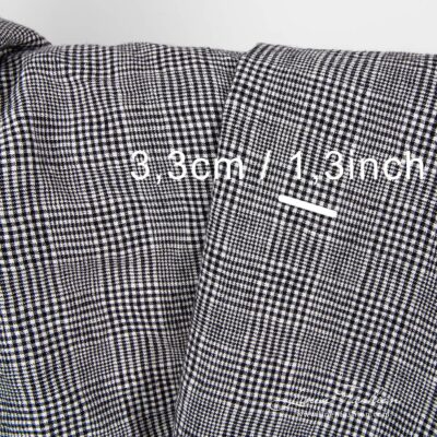 Linen wool glen check fabric washed 7 Washed black and white checked linen wool fabric