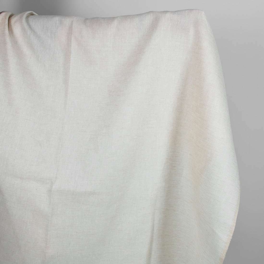 Linen wool fabric white beige herringbone