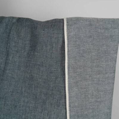 Linen wool fabric blueish-black and white herringbone 4 Linen wool fabric blueish-black and white herringbone