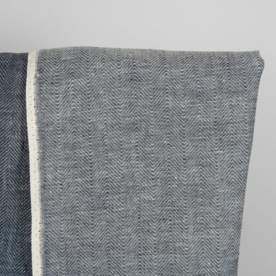 Linen wool fabric blueish-black and white herringbone 5 Linen wool fabric blueish-black and white herringbone lighter side