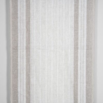 White linen fabric with undyed natural linen stripes 3 White linen fabric with undyed natural linen stripes