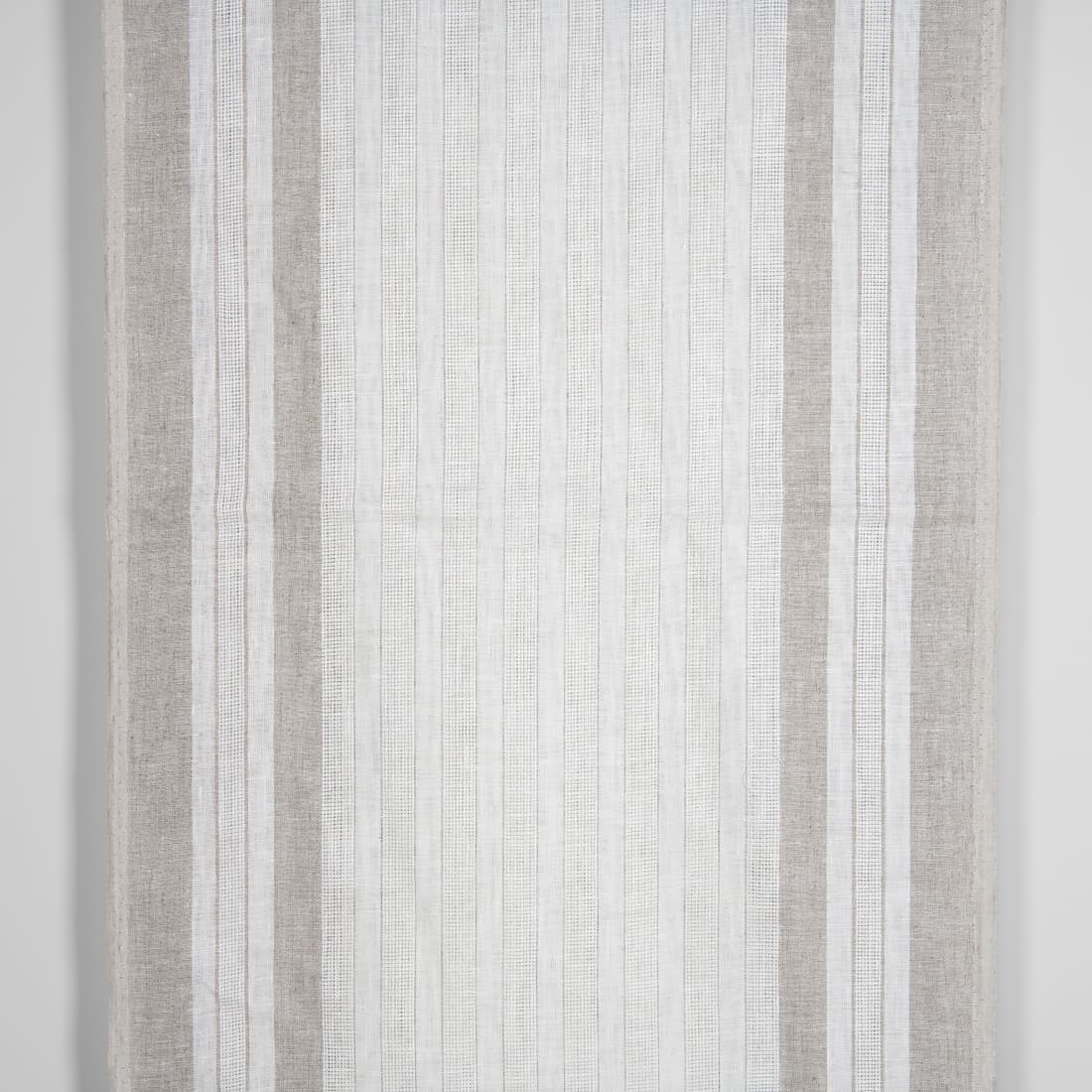 White linen fabric with undyed natural linen stripes