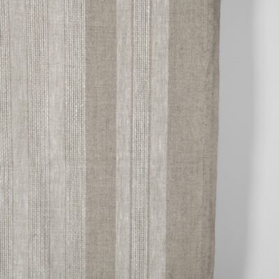 Narrow linen fabric natural beige with stripes 4 Narrow linen fabric natural beige with stripes close up detail