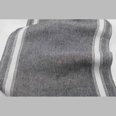 Black white waffle linen fabric