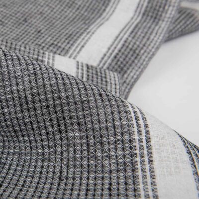 Black white waffle linen fabric