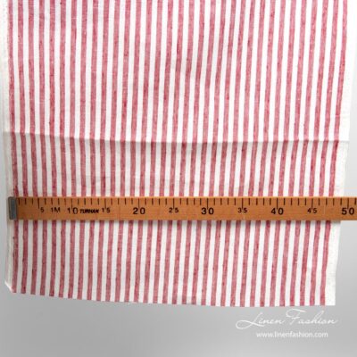White red striped linen fabric, narrow width