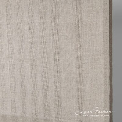 Linen fabric in natural flax colour with stripes 5 Linen fabric in natural flax colour.