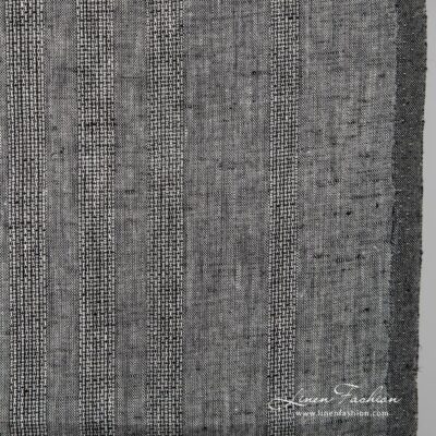Black grey linen fabric with openwork stripes 5 Black grey linen fabric.