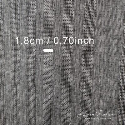 Black grey linen fabric with openwork stripes 6 Azure striped linen fabric in black grey.