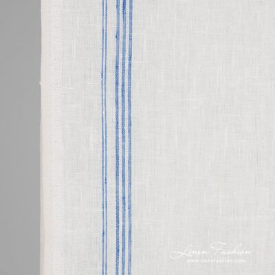 Linen fabric in narrow vertical stripes