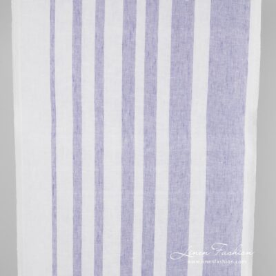 Linen fabric with violet stripes