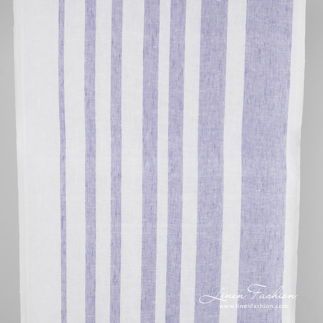 Linen fabric with violet stripes