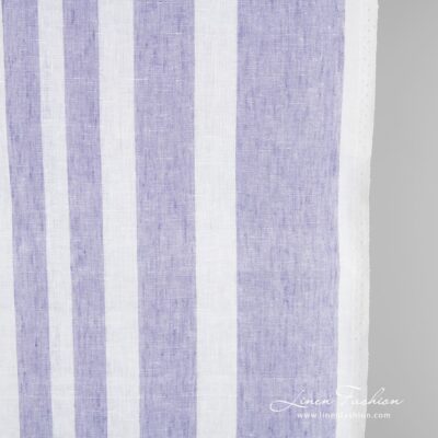 Linen fabric with violet vertical stripes