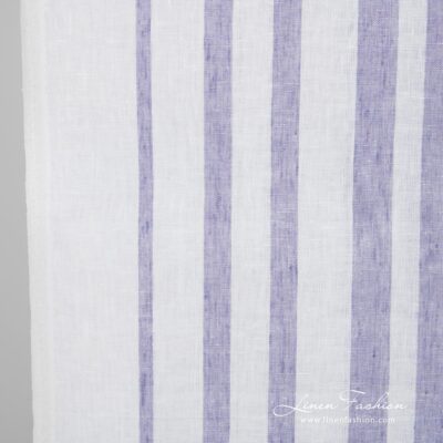 Linen fabric with violet stripes, perfect for kitchen towels
