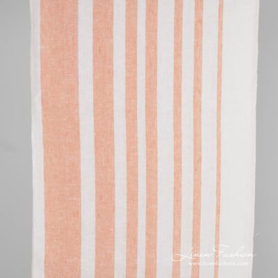 Linen fabric with nude brown stripes
