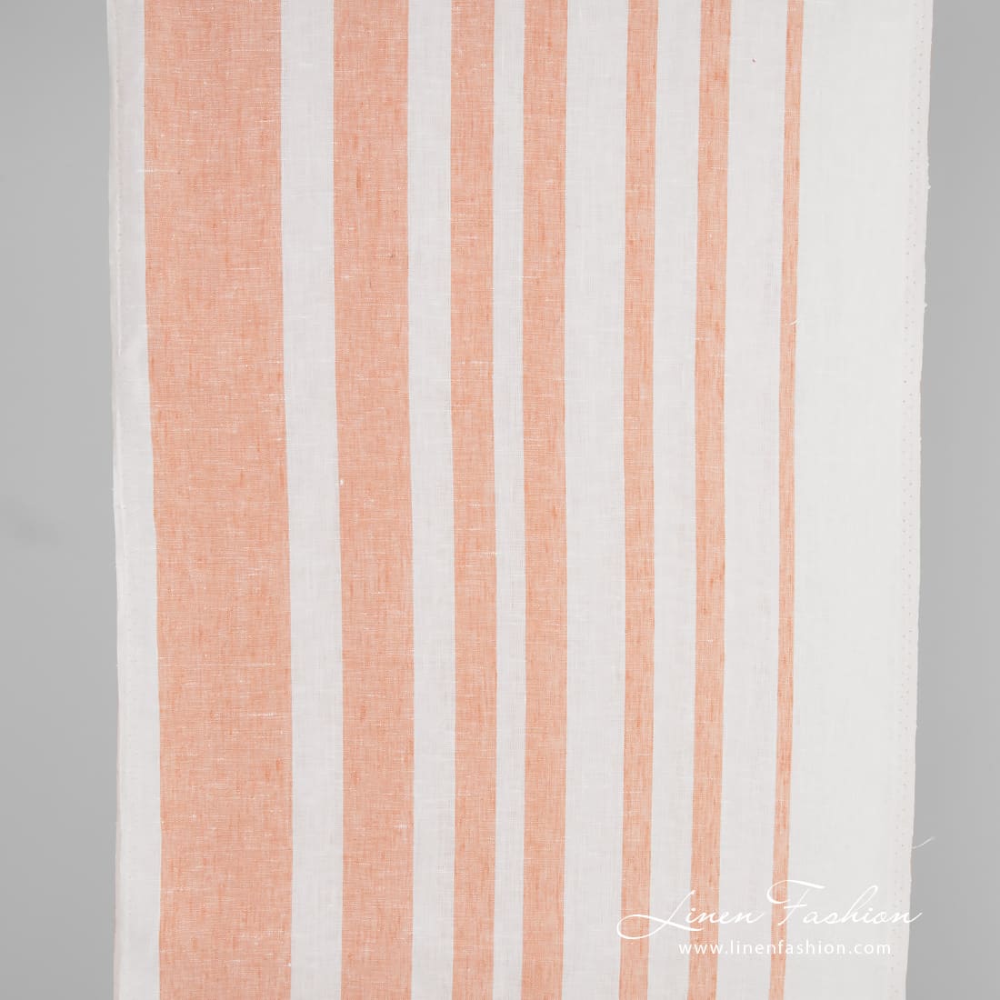 Linen fabric with nude brown stripes