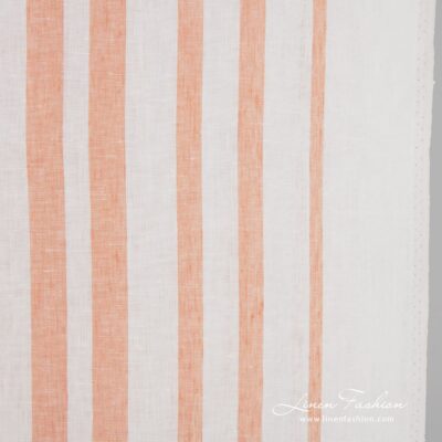 Linen fabric with vertical nude brown stripes