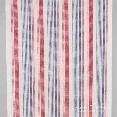 Linen fabric in red and blue stripes