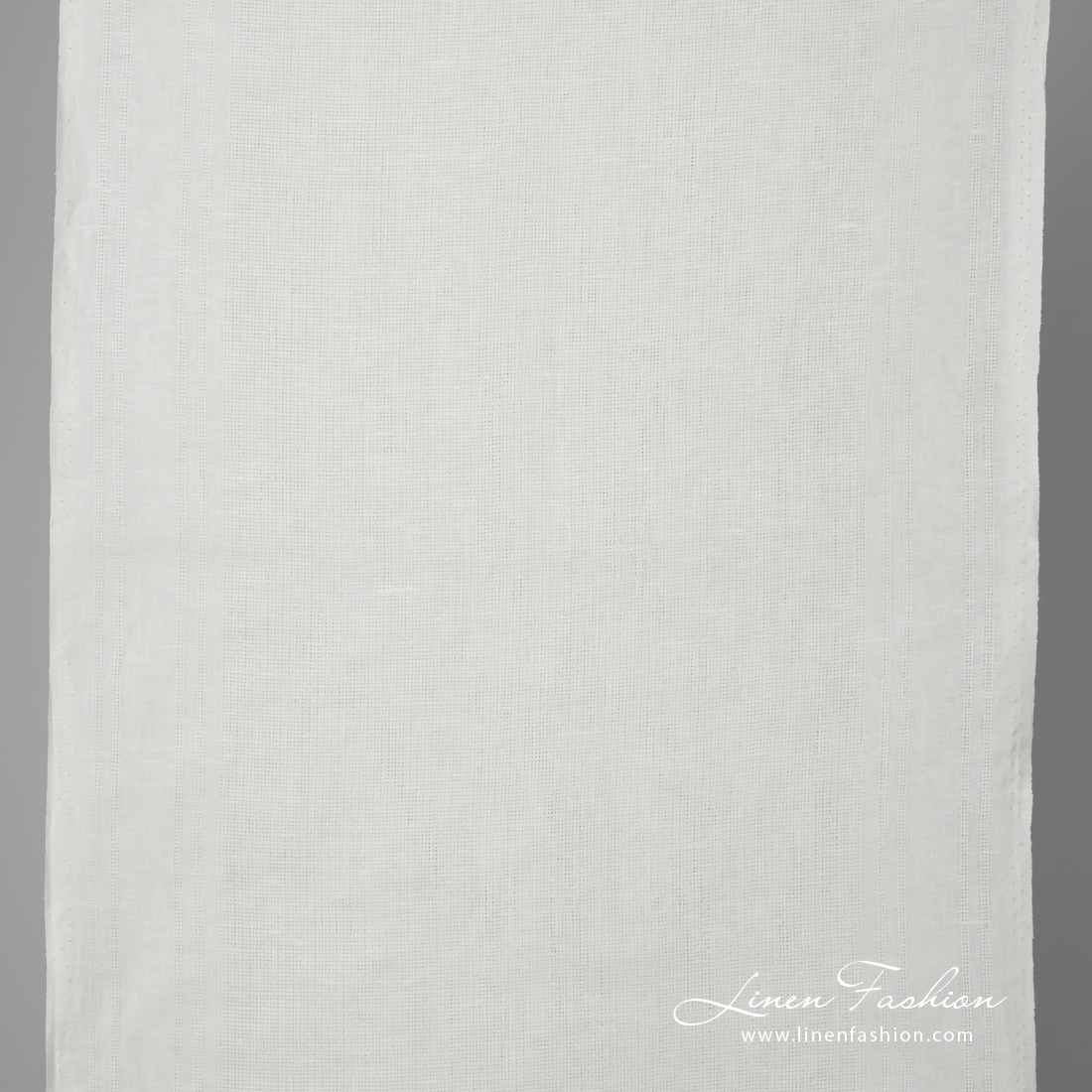 Narrow linen fabric white patterned