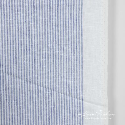 Narrow linen fabric white with blue stripes small
