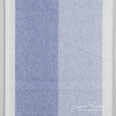 Narrow linen fabric white with blue stripes