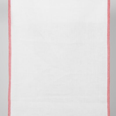 linen towel fabric white with red borders