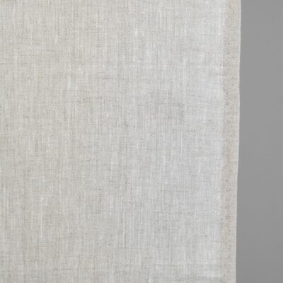 Narrow linen fabric natural beige with white close up detail